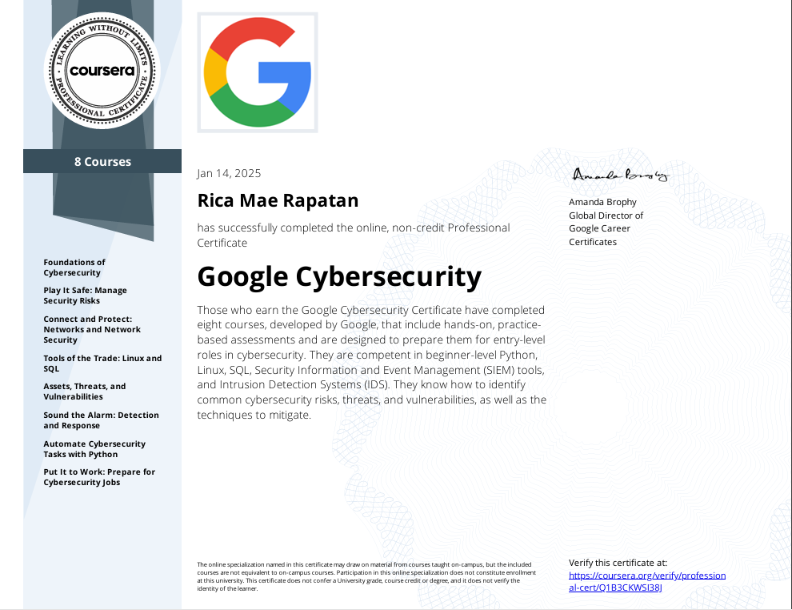 Google Cybersecurity Certificate Preview
